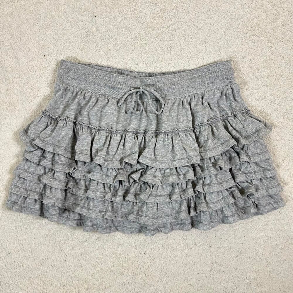 Y2K Aero Grey Ruffle Mini Skirt